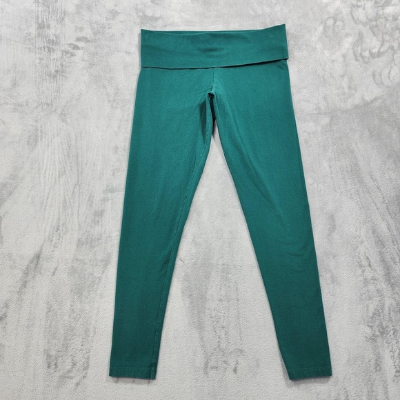 PINK Victoria's Secret Pants - PINK Victoria's Secret Leggings Womens M Green Foldover Waist Ankle Yoga Stretch
